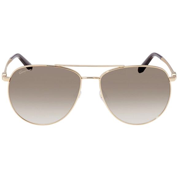 Salvatore Ferragamo NWT Grey Gradient Aviator Sunglasses w/Case - Picture 1 of 10
